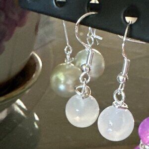 Selenite silver earrings
